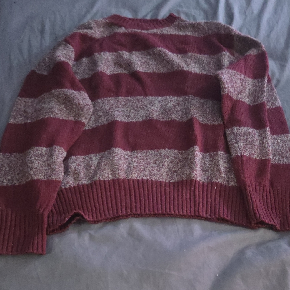 Woolrich Burgundy and Gray Striped Sweater